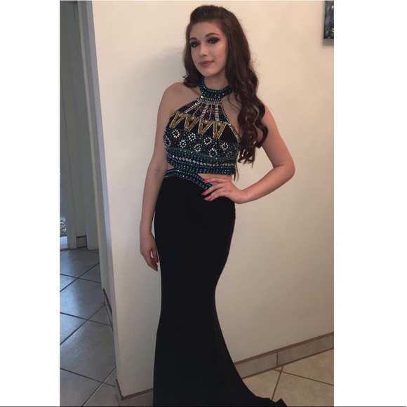 Beaded Cutout Prom Dress - Picture 3 of 8